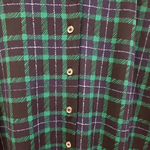 Tommy Hilfiger women's Green Plaid Polyester_spandex Button Down Long Sleeve szM - Picture 6 of 7